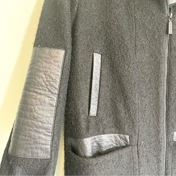 Vince Camuto Faux Leather Trim Wool Blend Boucle Coat Size XL - Picture 11 of 16